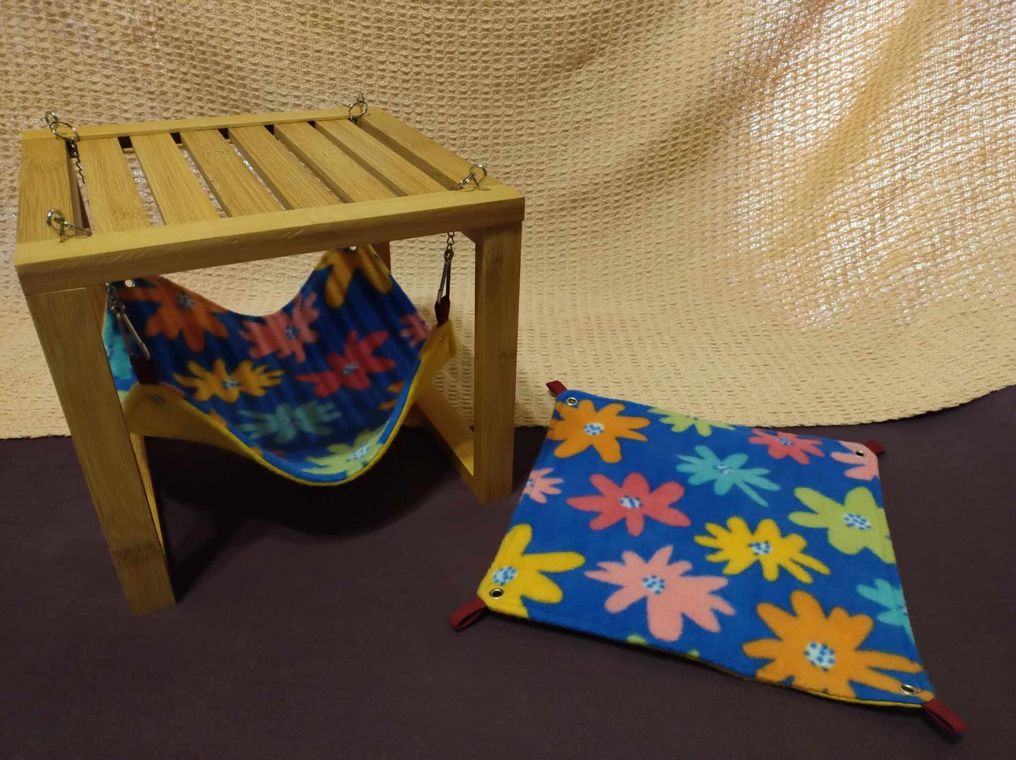 Set of two Hammocks with one wooden stand for Guinea Pigs and other small animals