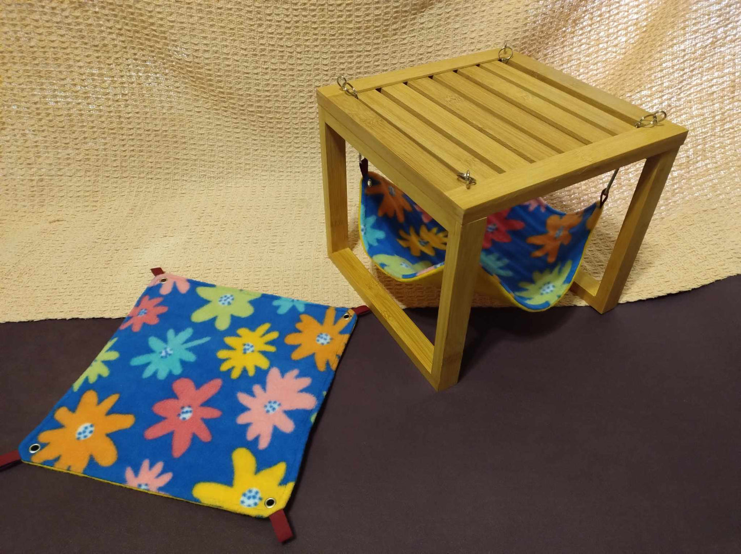 Set of two Hammocks with one wooden stand for Guinea Pigs and other small animals