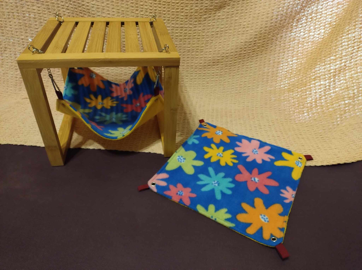 Set of two Hammocks with one wooden stand for Guinea Pigs and other small animals